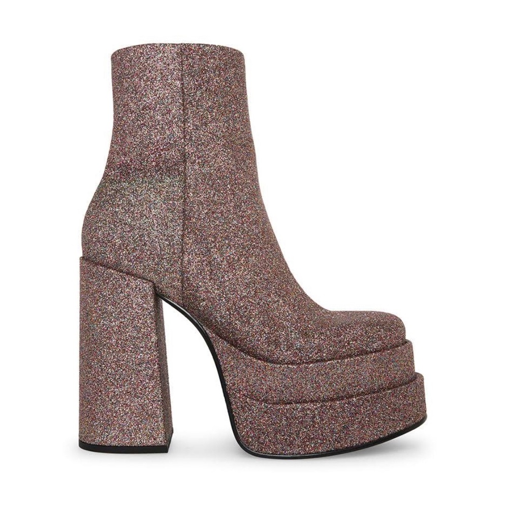 Steve madden COBRA chunky platform GLITTER MULTI booties size 9 brand new